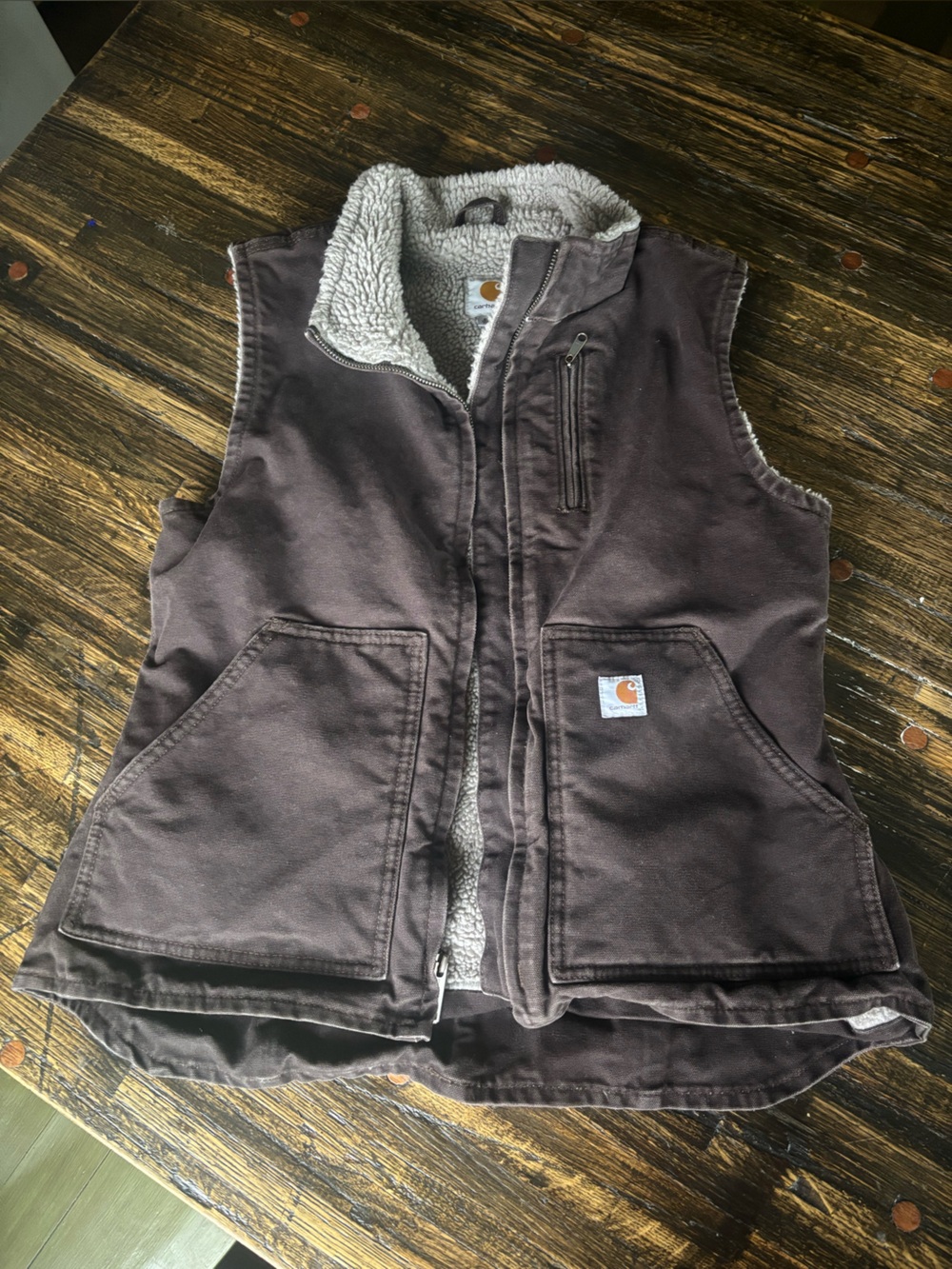 Carhartt Brown Sherpa-Lined Vest